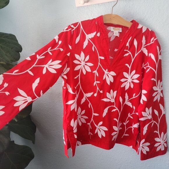 Talbots tunic full embroidery coastal summer resort tunic blouse - Picture 6 of 14